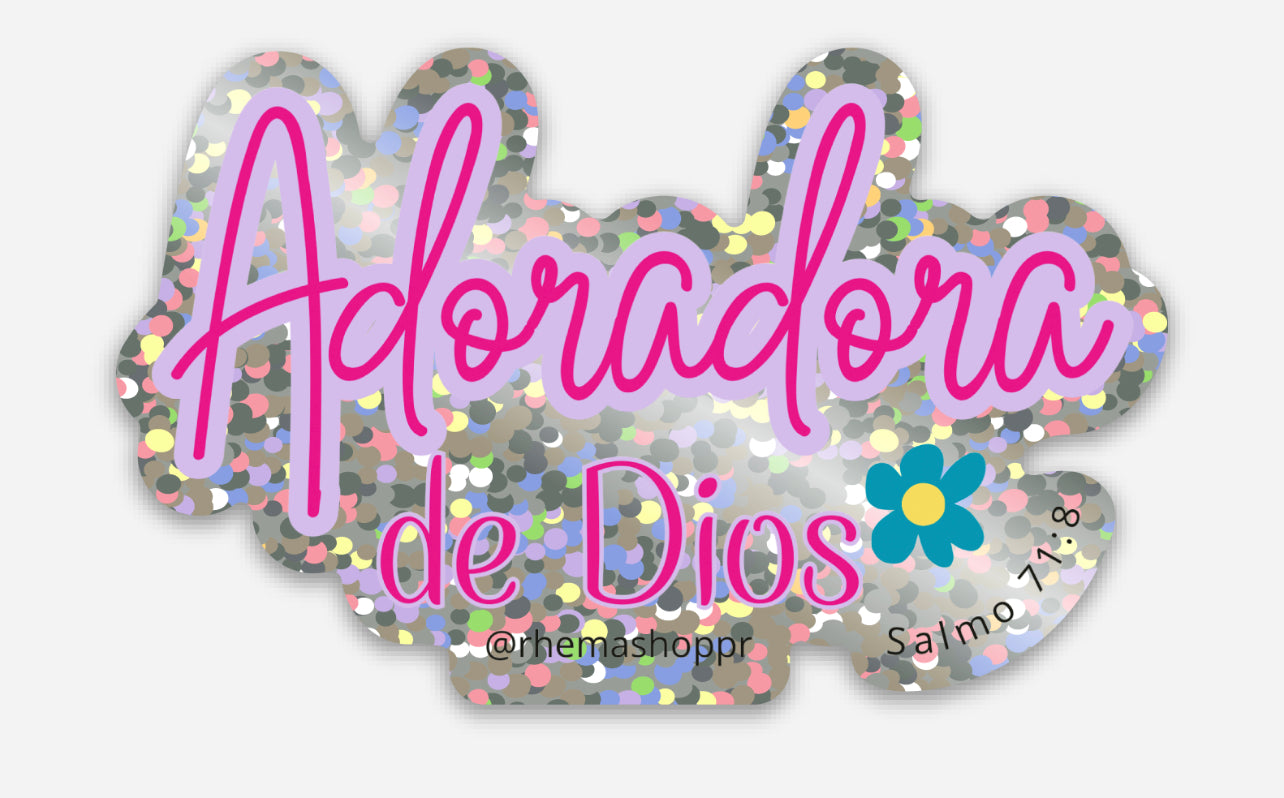 STICKER ADORADORA DE DIOS (GLITTER)